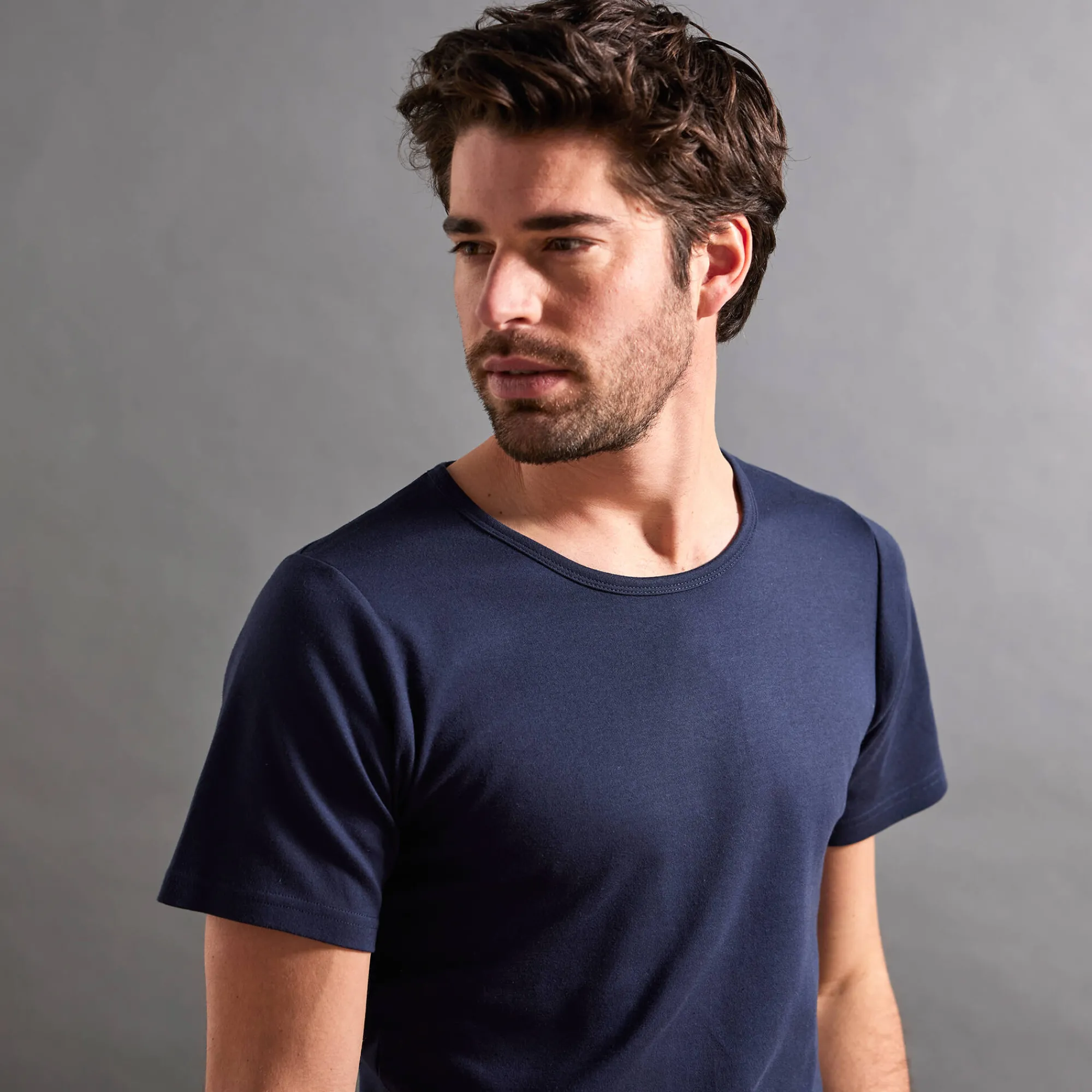 Ondergoed<Thermoperle T-shirt met ronde hals en korte mouwen in katoen - herenondergoed, set van 2 marine