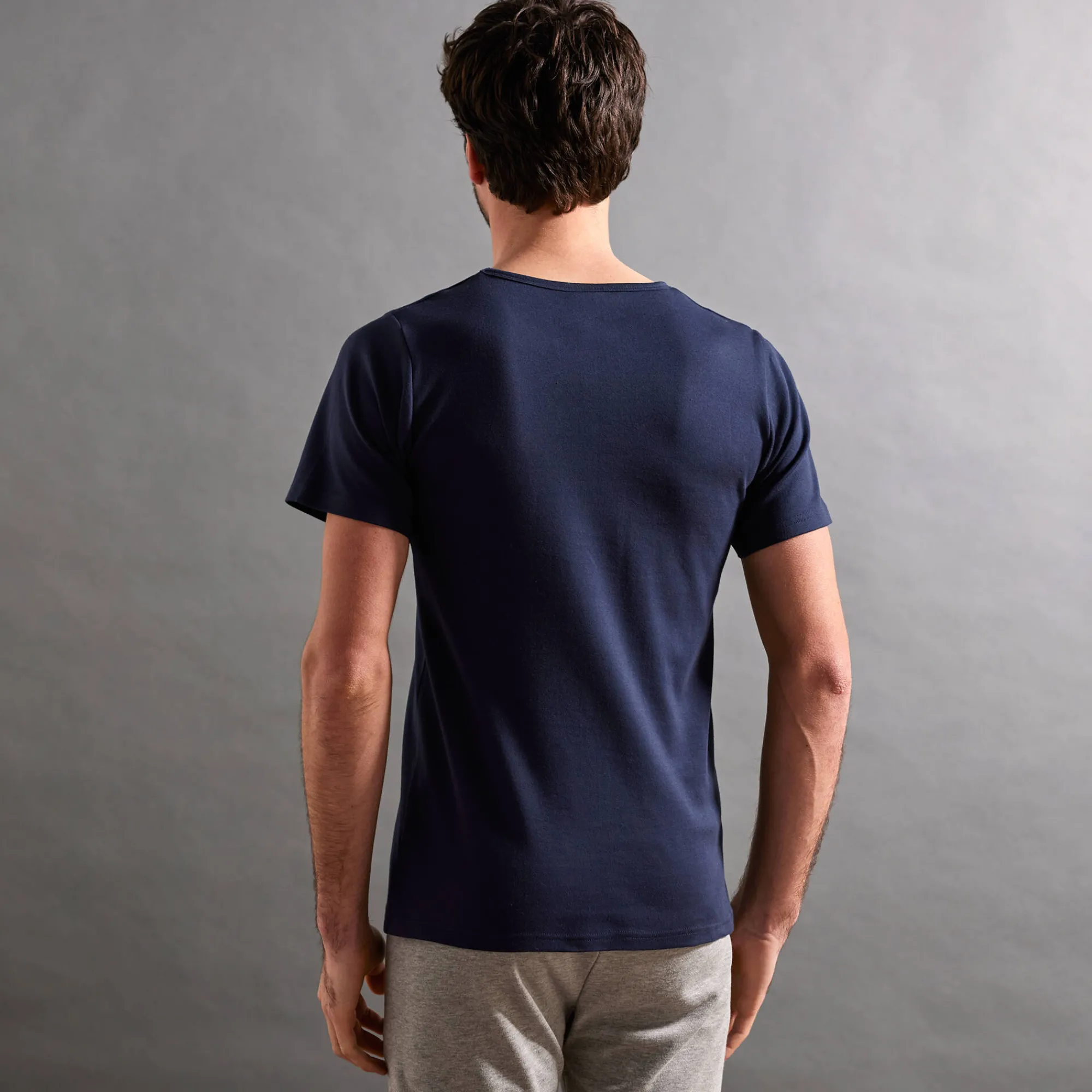Ondergoed<Thermoperle T-shirt met ronde hals en korte mouwen in katoen - herenondergoed, set van 2 marine