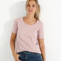 T-Shirt En Topje<Blancheporte T-shirt met ronde hals en korte mouwen parmaroze