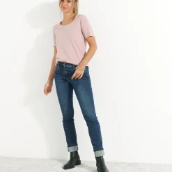 T-Shirt En Topje<Blancheporte T-shirt met ronde hals en korte mouwen parmaroze