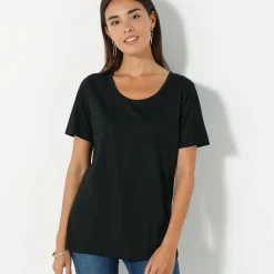 T-Shirt En Topje<Blancheporte T-shirt met ronde hals en korte mouwen zwart