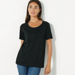T-Shirt En Topje<Blancheporte T-shirt met ronde hals en korte mouwen zwart