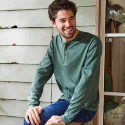 T-Shirt, Hemd En Polo<Blancheporte T-shirt met Tunesische hals en lange mouwen groen