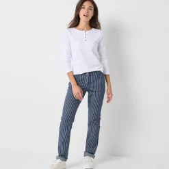 T-Shirt En Topje<Blancheporte T-shirt met Tunesische hals en lange mouwen wit