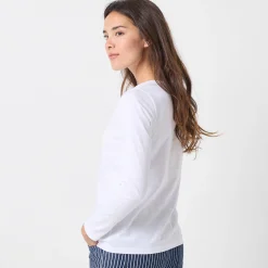 T-Shirt En Topje<Blancheporte T-shirt met Tunesische hals en lange mouwen wit