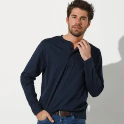 T-Shirt, Hemd En Polo<Blancheporte T-shirt met Tunesische hals en lange mouwen marine