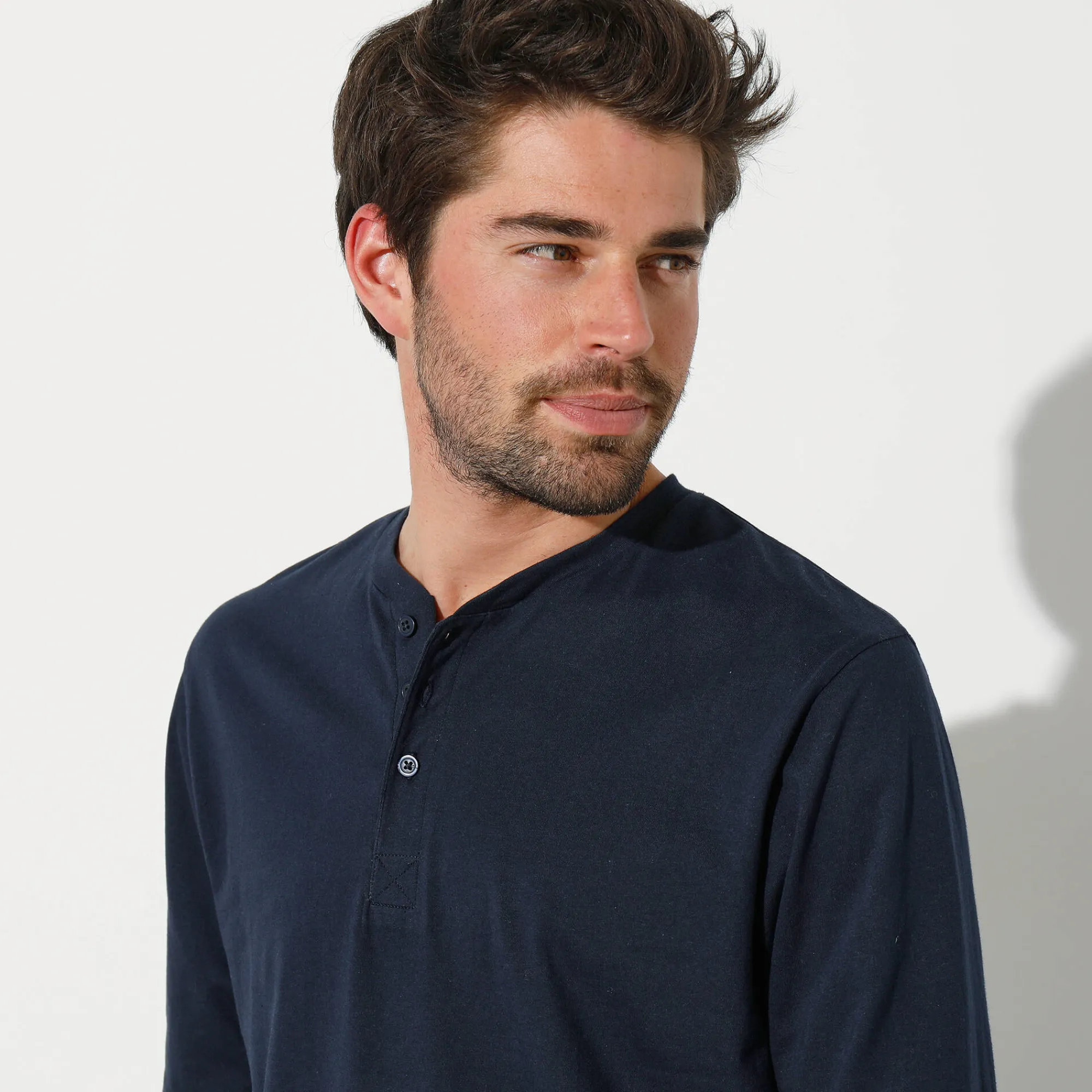T-Shirt, Hemd En Polo<Blancheporte T-shirt met Tunesische hals en lange mouwen marine