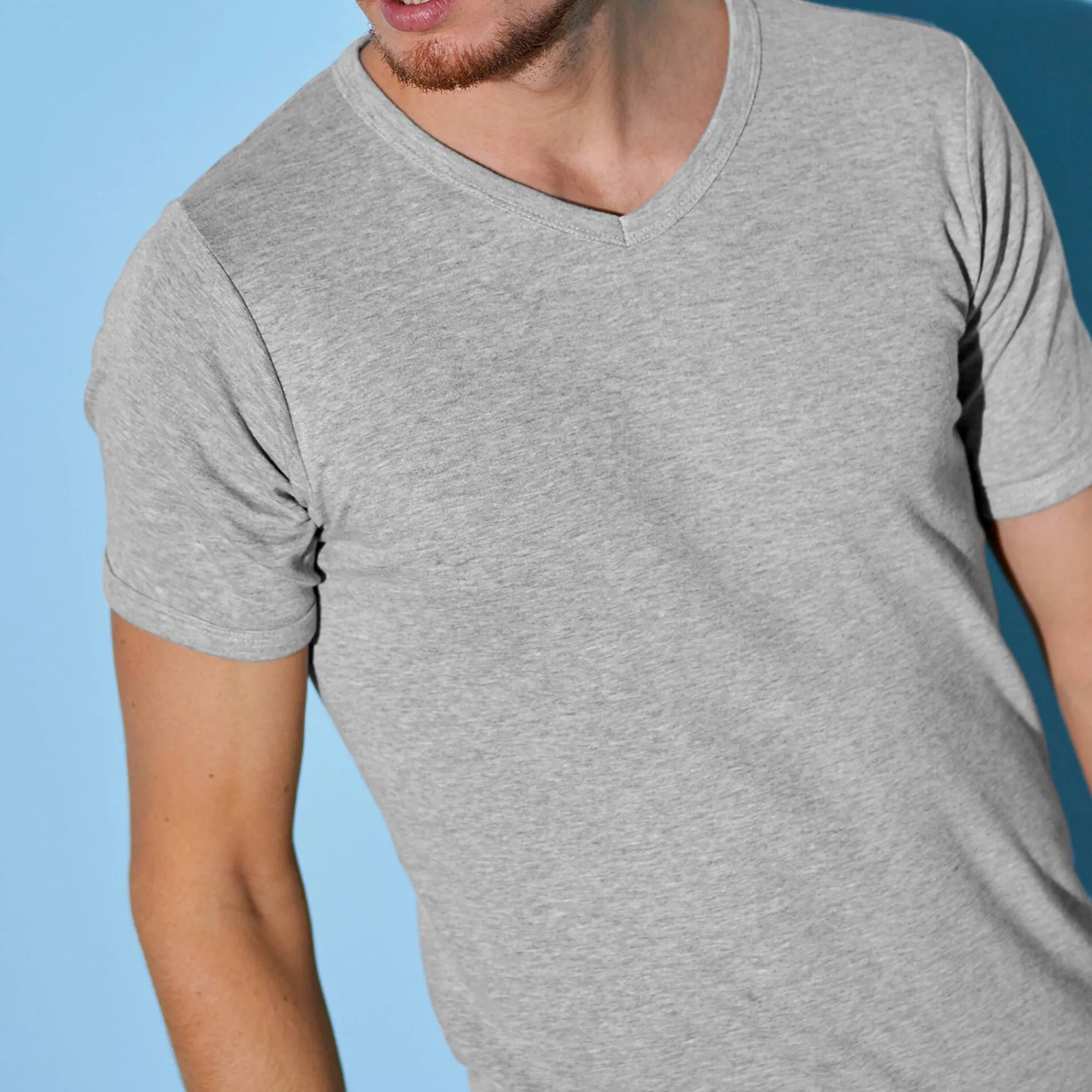 Ondergoed<Blancheporte T-shirt met V-hals - herenondergoed, set van 3 chiné grijs