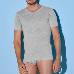 Ondergoed<Blancheporte T-shirt met V-hals - herenondergoed, set van 3 chiné grijs