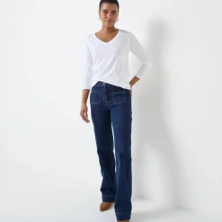 T-Shirt En Topje<Blancheporte T-shirt met V-hals en lange mouwen wit