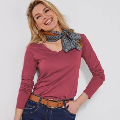T-Shirt En Topje<Blancheporte T-shirt met V-hals en lange mouwen grijsvioline
