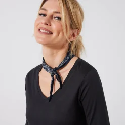 T-Shirt En Topje<Blancheporte T-shirt met V-hals en lange mouwen zwart