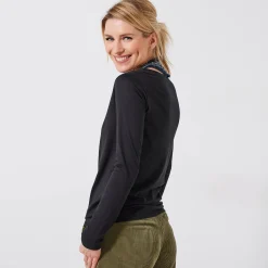 T-Shirt En Topje<Blancheporte T-shirt met V-hals en lange mouwen zwart