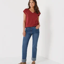 T-Shirt En Topje<Blancheporte T-shirt met V-hals, glanzend fantasietricot bordeaux
