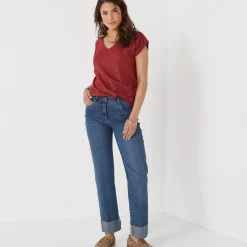 T-Shirt En Topje<Blancheporte T-shirt met V-hals, glanzend fantasietricot bordeaux