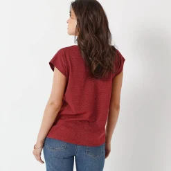 T-Shirt En Topje<Blancheporte T-shirt met V-hals, glanzend fantasietricot bordeaux