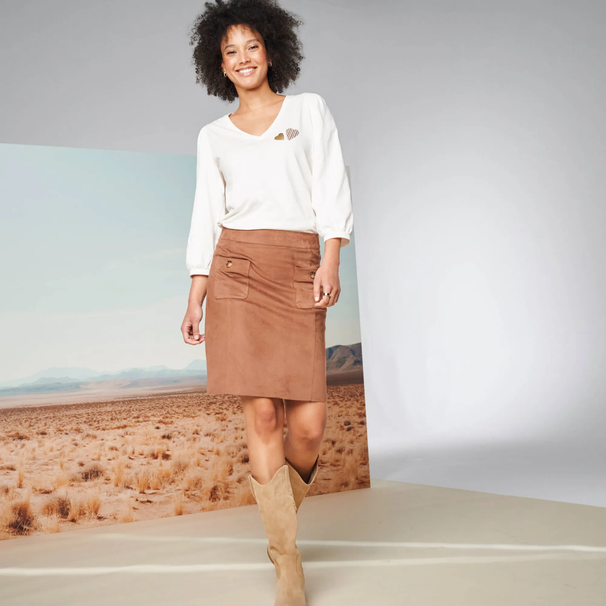 T-Shirt En Topje<Blancheporte T-shirt met V-hals, hartjesprint ecru