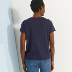 T-Shirt En Topje<Blancheporte T-shirt met V-hals in kant marine
