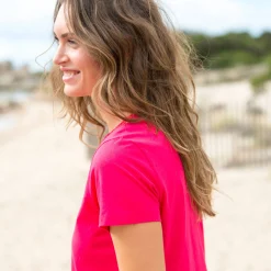 T-Shirt En Topje<Blancheporte T-shirt met V-hals in kant framboos