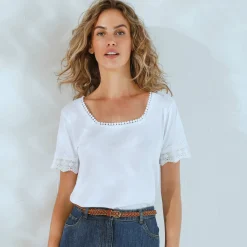 T-Shirt En Topje<Blancheporte T-shirt met vierkante hals wit