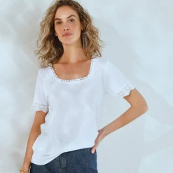 T-Shirt En Topje<Blancheporte T-shirt met vierkante hals wit
