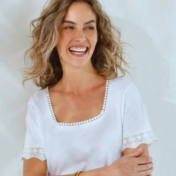 T-Shirt En Topje<Blancheporte T-shirt met vierkante hals wit