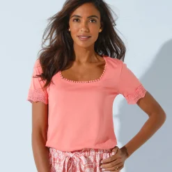 T-Shirt En Topje<Blancheporte T-shirt met vierkante hals koraal