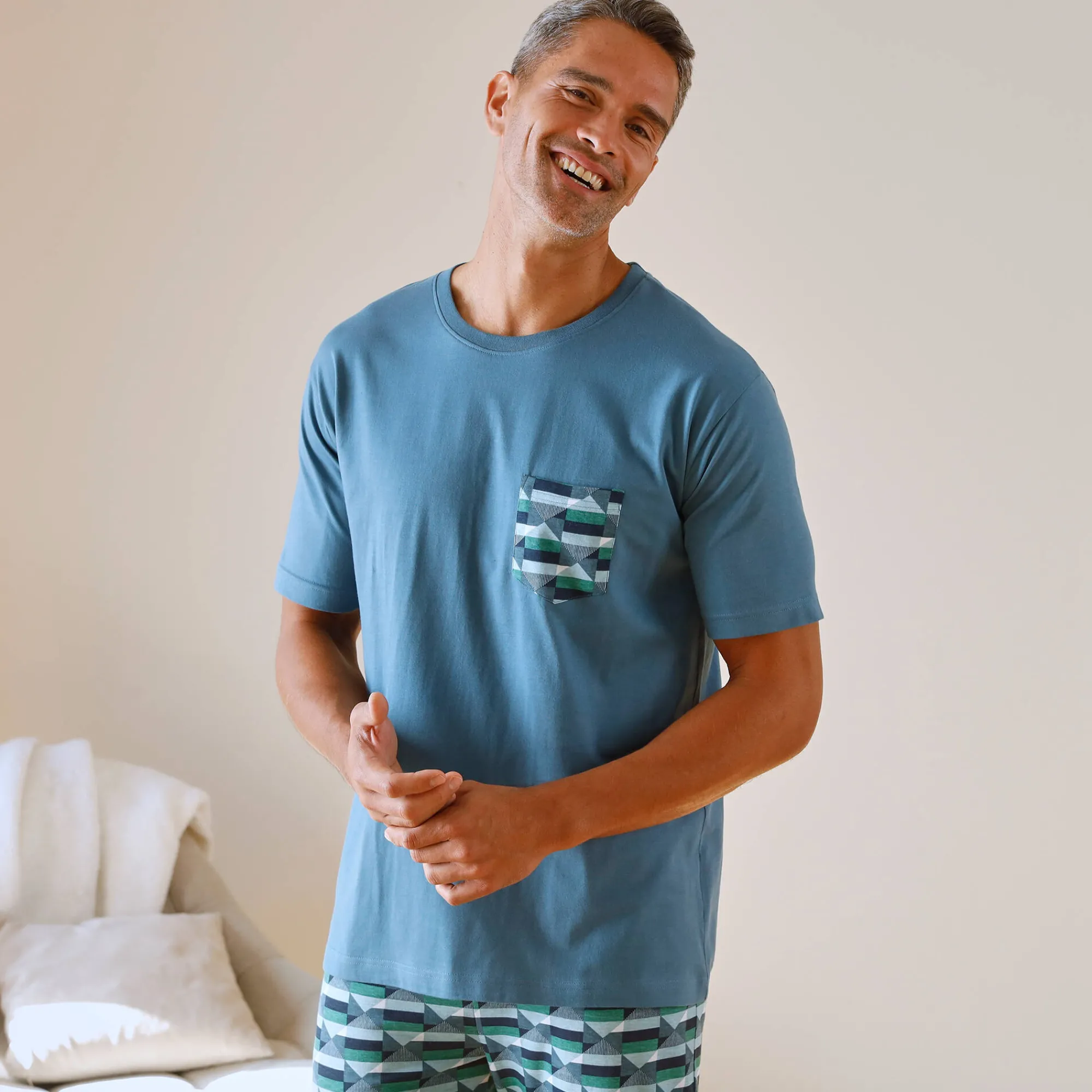 Pyjama En Kamerjas<Blancheporte T-shirt pyjama manches courtes bleu blauw