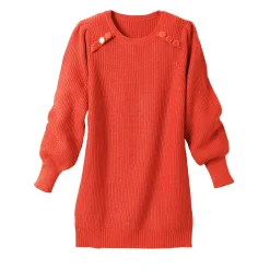 Trui En Vest<Blancheporte Tunektrui met fantasieknopen paprika