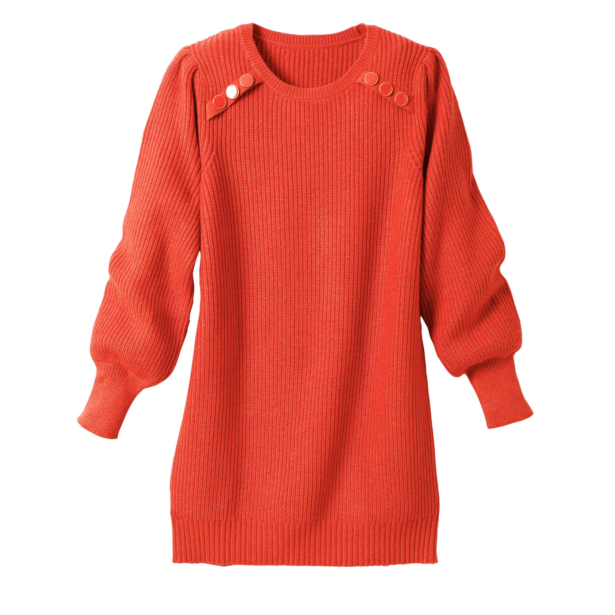Trui En Vest<Blancheporte Tunektrui met fantasieknopen paprika