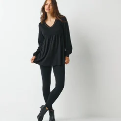 Feestoutfits Dames|T-Shirt En Topje<Blancheporte Tuniek met details in macramé zwart