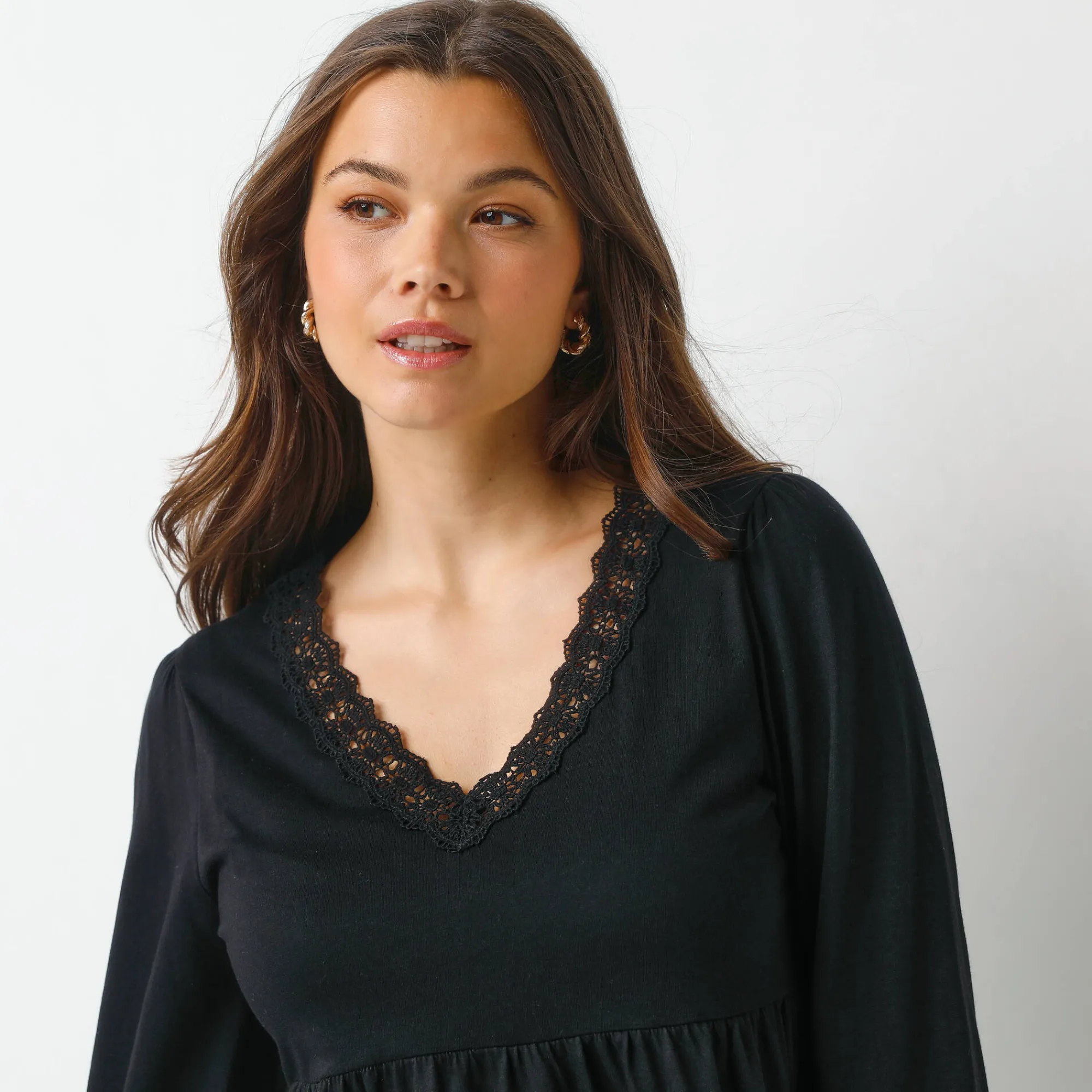 Feestoutfits Dames|T-Shirt En Topje<Blancheporte Tuniek met details in macramé zwart