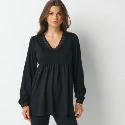 Feestoutfits Dames|T-Shirt En Topje<Blancheporte Tuniek met details in macramé zwart