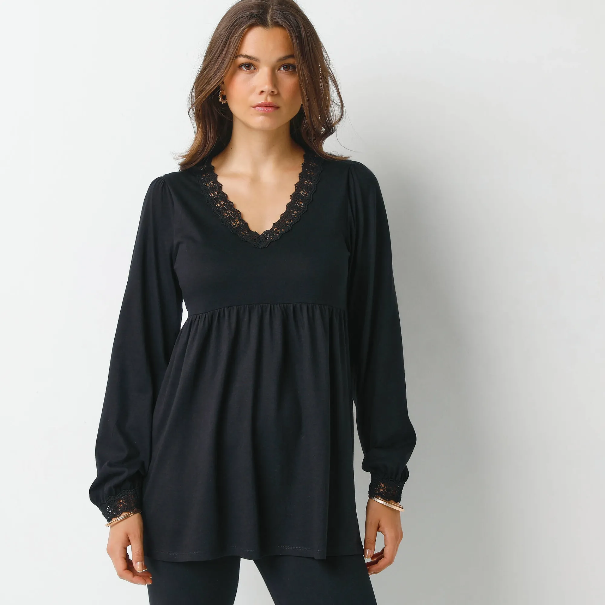 Feestoutfits Dames|T-Shirt En Topje<Blancheporte Tuniek met details in macramé zwart