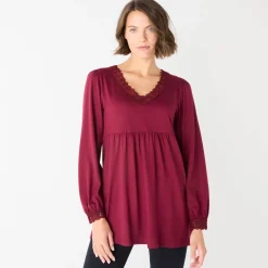 Feestoutfits Dames|T-Shirt En Topje<Blancheporte Tuniek met details in macramé bordeaux