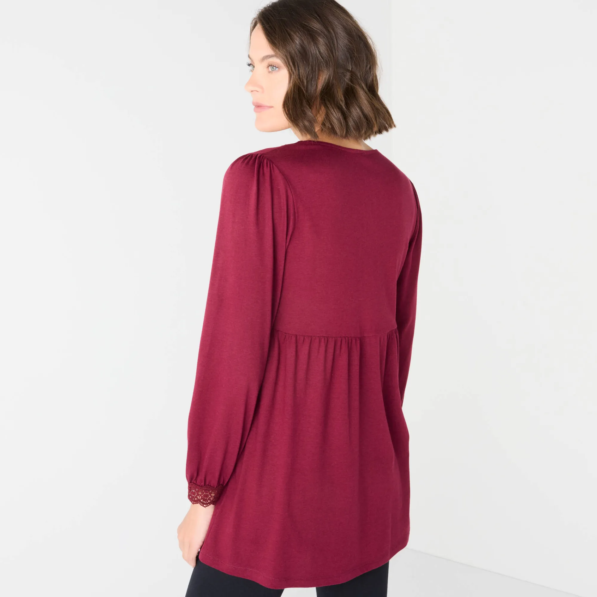 Feestoutfits Dames|T-Shirt En Topje<Blancheporte Tuniek met details in macramé bordeaux