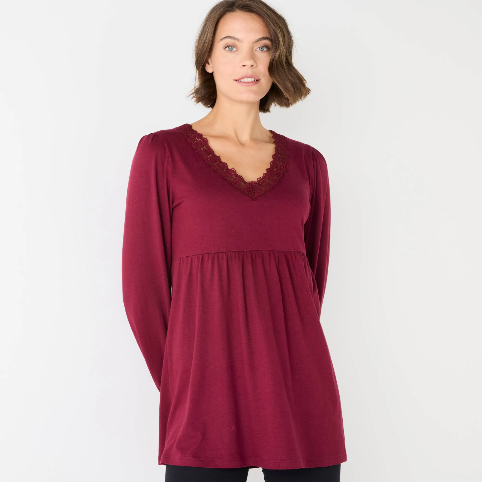 Feestoutfits Dames|T-Shirt En Topje<Blancheporte Tuniek met details in macramé bordeaux