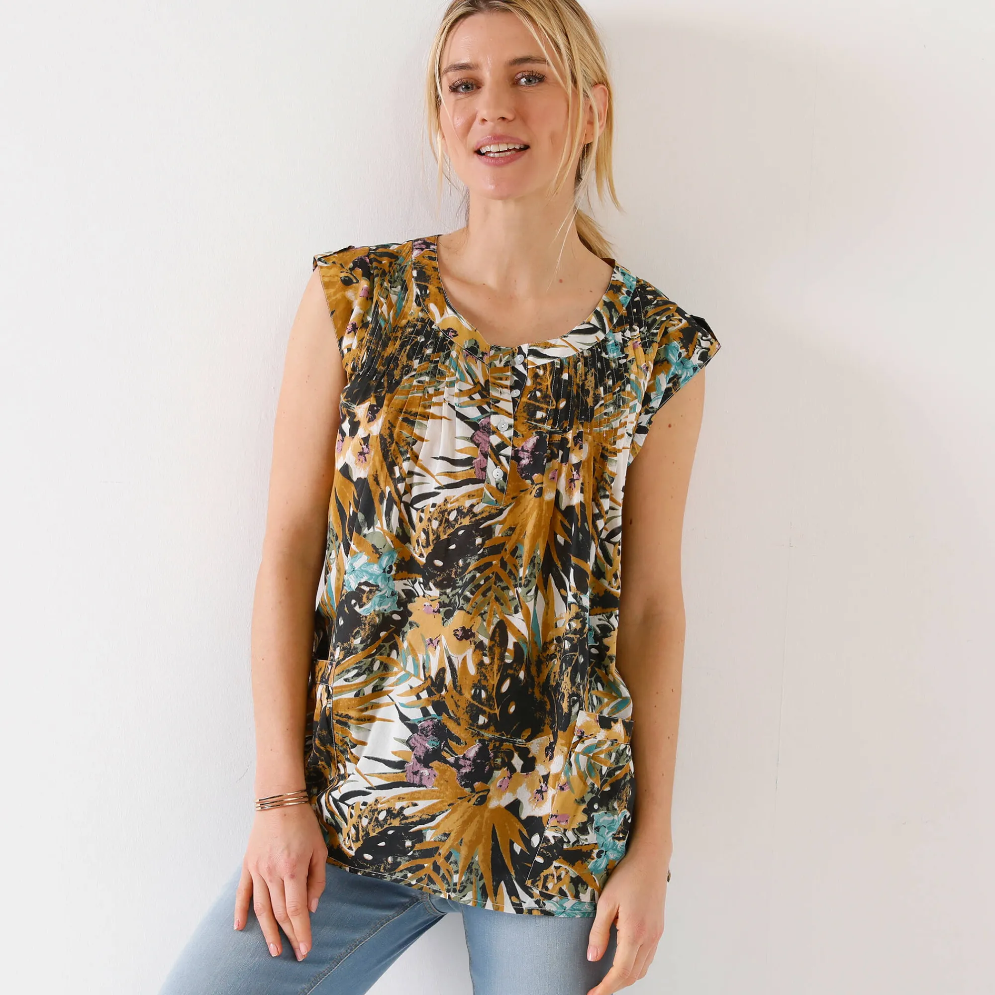 Bloes En Tuniek<Blancheporte Tuniek met exotische print honing
