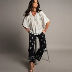 Bloes En Tuniek<Blancheporte Tuniek met gevoerd fantasiefrontje, kimonomouwen ecru