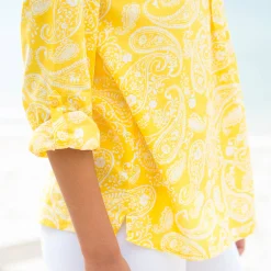 Bloes En Tuniek<Blancheporte Tuniek met kasjmierprint en oprolbare mouwen geel / wit