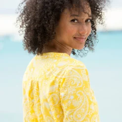 Bloes En Tuniek<Blancheporte Tuniek met kasjmierprint en oprolbare mouwen geel / wit