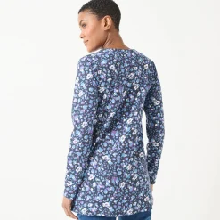 T-Shirt En Topje|Bloes En Tuniek<Blancheporte Tuniek met knoopkraag en dierenhuidprint marine / ecru