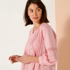 Bloes En Tuniek<Blancheporte Tuniek met knoopsluiting en plooitjes, macramé grijsroze