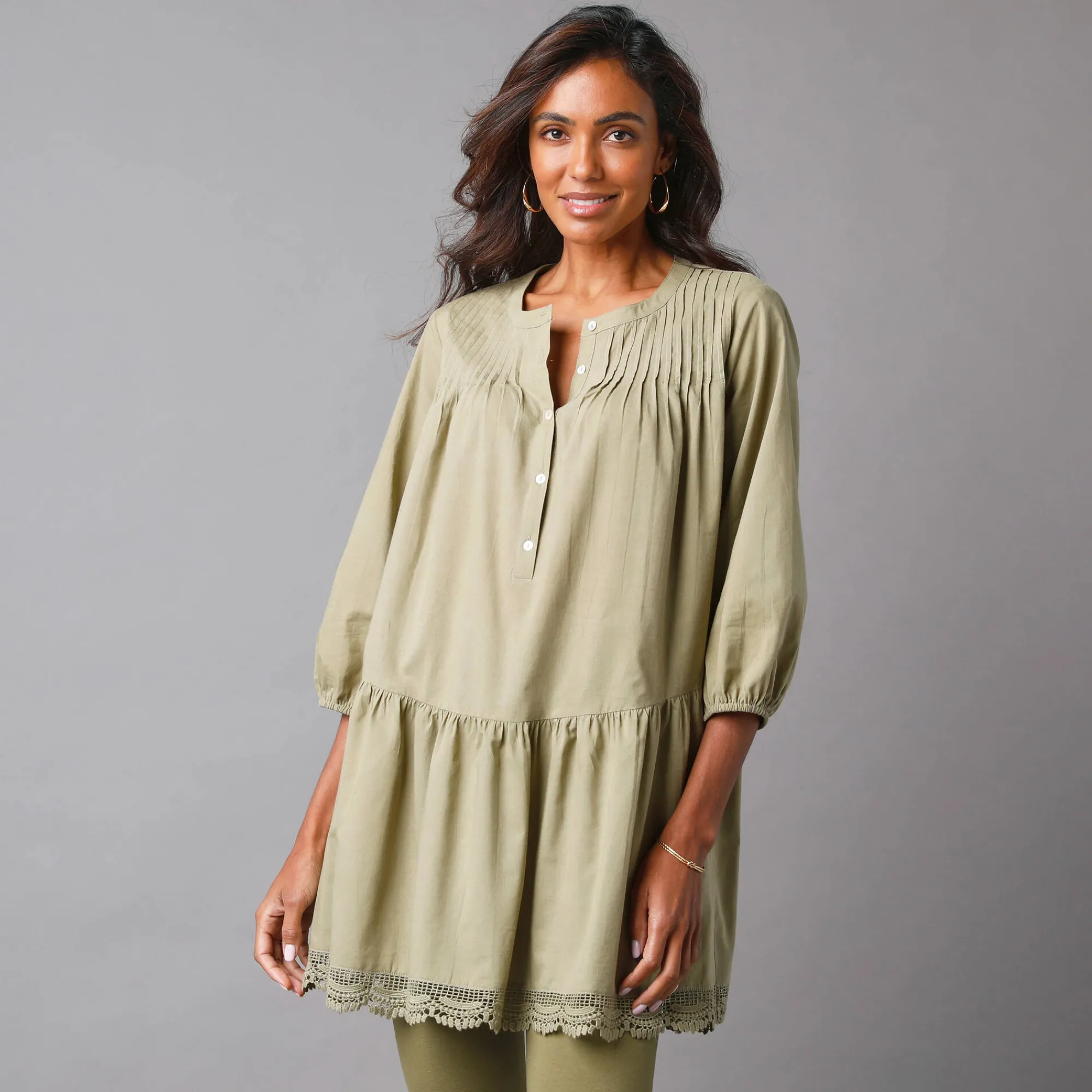 Bloes En Tuniek<Blancheporte Tuniek met macramé en 3/4-mouwen bronskleur