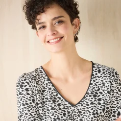 Bloes En Tuniek<Blancheporte Tuniek met minimalistische print, crêpe ecru / zwart