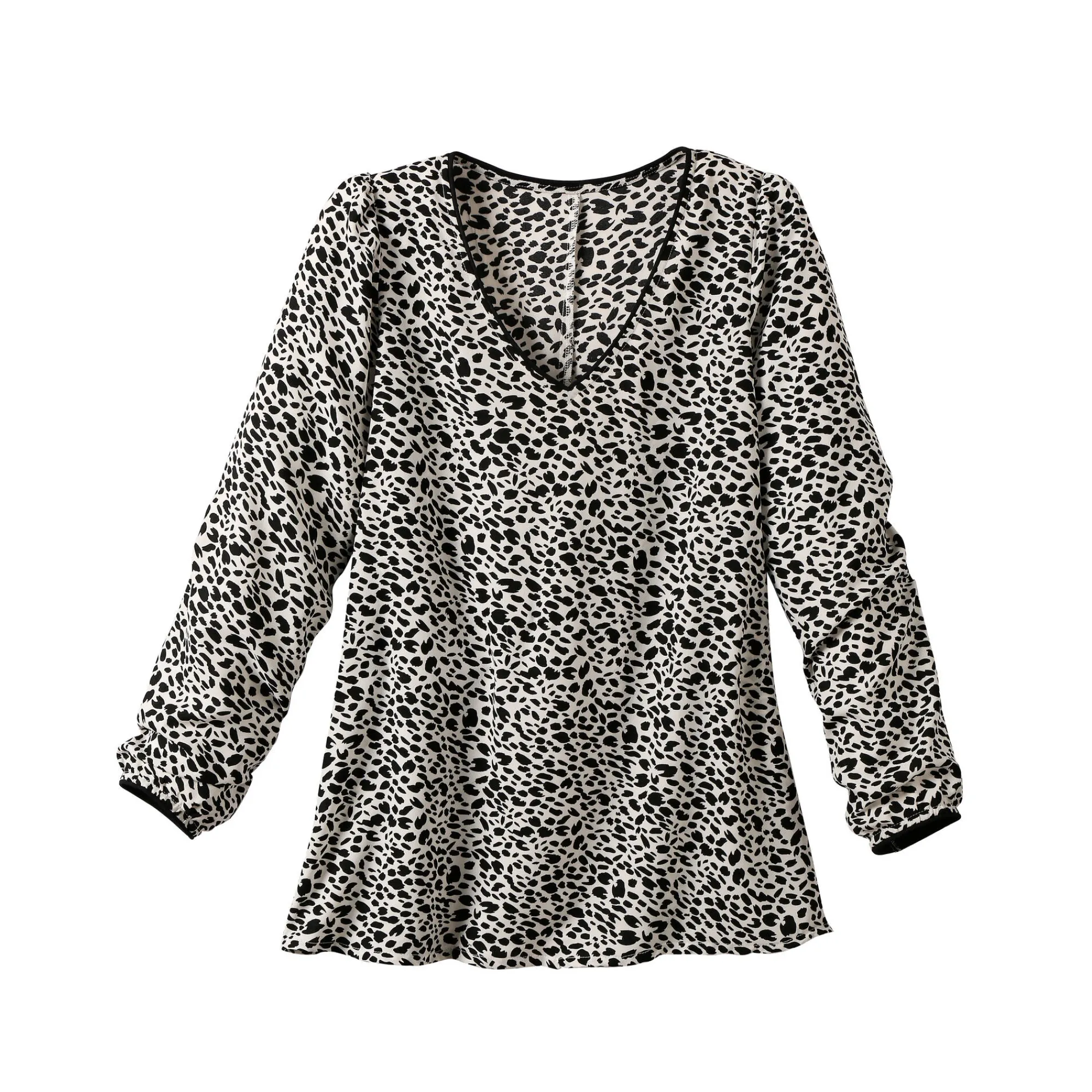 Bloes En Tuniek<Blancheporte Tuniek met minimalistische print, crêpe ecru / zwart