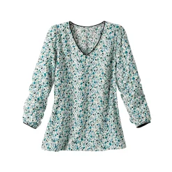 Bloes En Tuniek<Blancheporte Tuniek met minimalistische print, crêpe ecru / groen