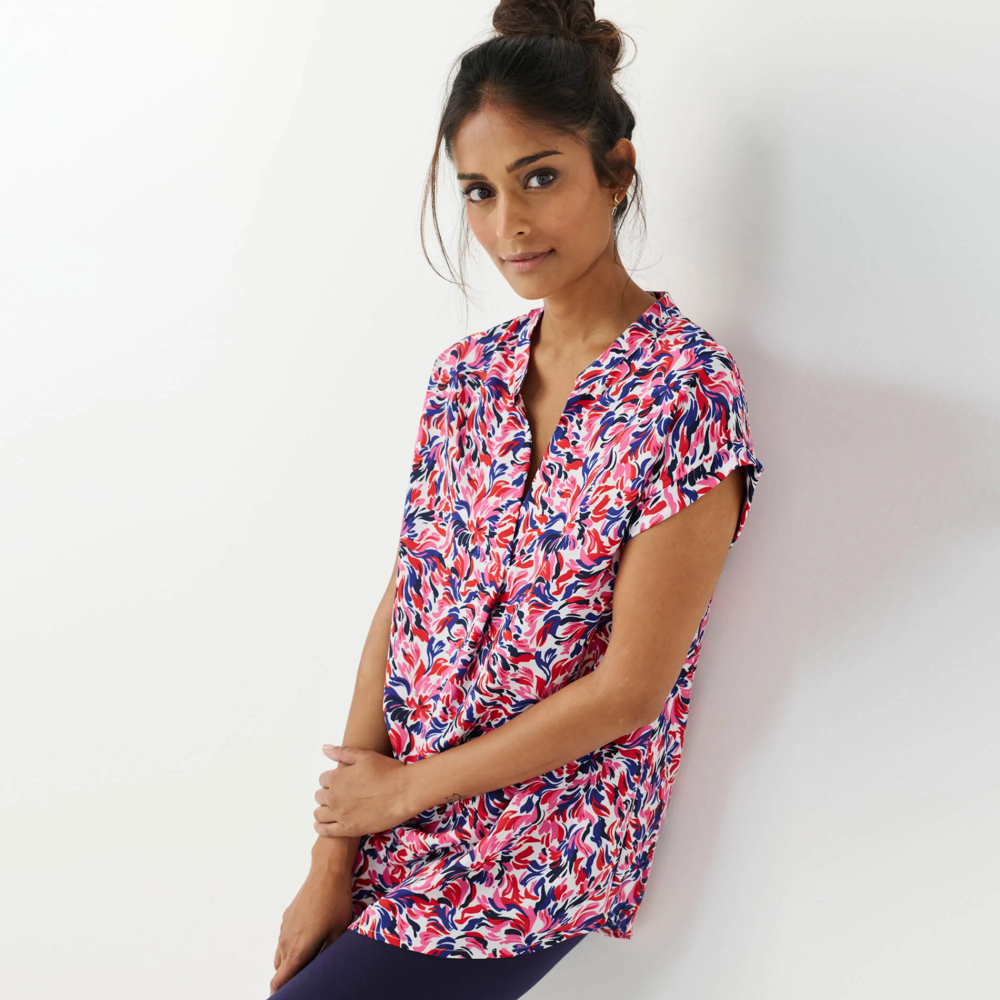 Bloes En Tuniek<Blancheporte Tuniek met mouwomslagen, veelkleurige print ecru / rood