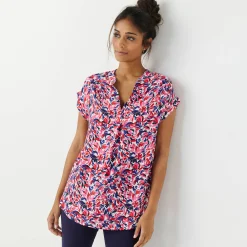 Bloes En Tuniek<Blancheporte Tuniek met mouwomslagen, veelkleurige print ecru / rood