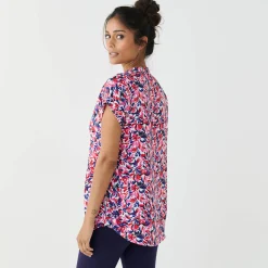 Bloes En Tuniek<Blancheporte Tuniek met mouwomslagen, veelkleurige print ecru / rood